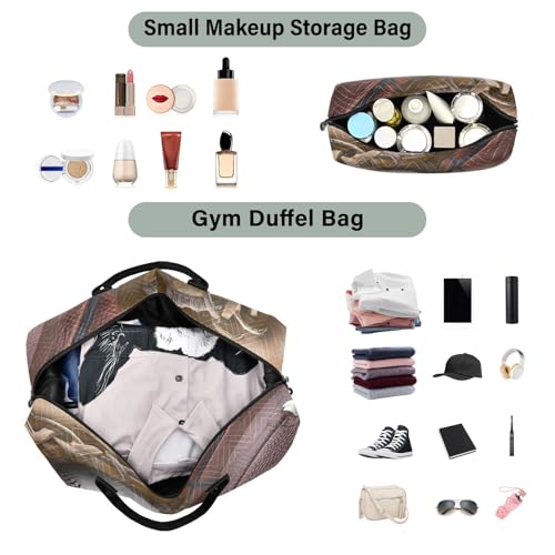 Baseball Glove Football Basketball Large Travel Duffle Bag Weekender Overnight Bags Gym Yoga Bag for Women Men with Toiletry Bag4