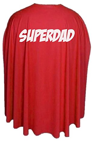 The Dragons Den Adults 35" Length Super Dad Superhero Cape Fathers Day Fancy Dress [Red]