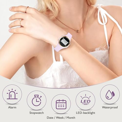 Image of XCZAP Outdoor Sport Watches Alarm Clock 5Bar Waterproof LED Digital Watch (O-Light Purple)