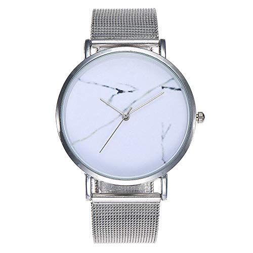 Soulitem Hommes Femmes Quartz Montre En Acier Inoxydable Maille Bande Montre-Bracelet En Marbre Montres Analogiques
