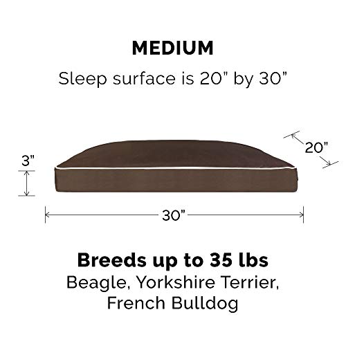 Image of Furhaven Water-Resistant Pillow Dog Bed for Medium /Small Dogs w / Removable Washable Cover - Indoor & Outdoor Solid Polycanvas Mattress - Espresso, Medium