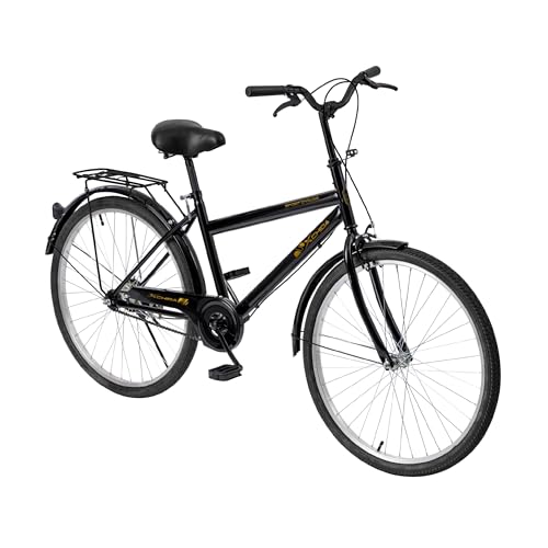 Baroni Home Bicicleta de paseo para hombre, manillar y sillín ajustables, bicicleta de 28 pulgadas con doble freno delantero y trasero, bicicleta de ciudad, color negro, 168 x 110 cm