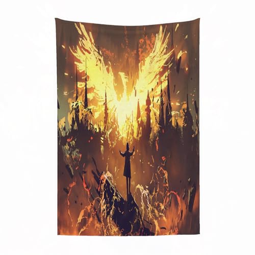 EYLOZS Fleece Blanket - Versatile Soft Warm Blanket Fluffy Throws for Sofa Blanket,Cozy Solid Bed Flannel Blanket,wizard summoning the phoenix from hell digital art style,39x51in