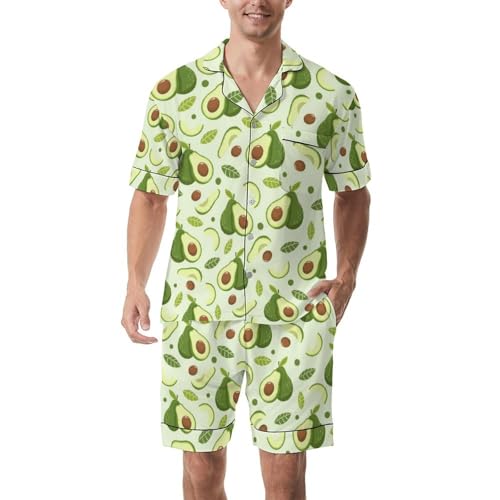 Mens Pajama Set Pjs Sleepwear Nightwear Soft Short Sleeve Sleep Set Loungewear With Pocket