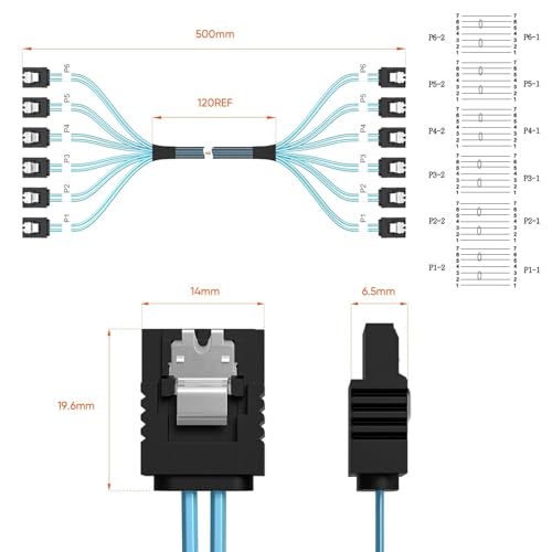 Cable SATA 0.5m 6 puertos set 6Gbps miniatura 2