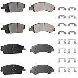 ILONPA Front Rear Semi-Metallic Disc Brake Pads Set for GMC Sierra 1500/Chevy Silverado 1500 2014 2015 2016 2017 2018, for Cadillac Escalade ESV, for Suburban/Tahoe/Yukon XL 2015-2020, 8PCSWith Hardwa