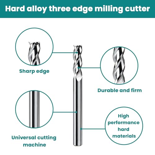 Image of NZ 3 Flute 1 /4 inch Carbide Square End Mill, 5PCS | Milling Cutter for Machining Alloy Steel, Aluminum Alloy, Copper Alloy