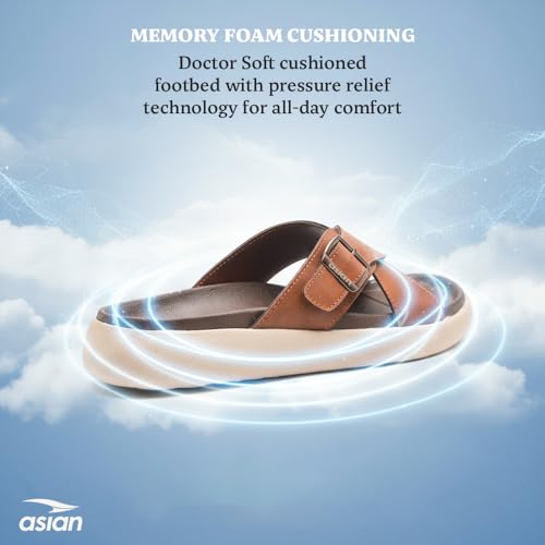 Image of ASIAN MEDISOL-01 OrthoSoft Extra Soft Doctor Slippers for Men | Men's Flip Flop Slippers with Soft Cushion & Arch Support | Broad Strap Casual Slides | Comfortable Daily Wear Footwear