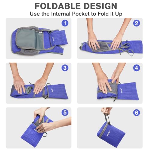 Image of G4Free 10L Hiking Backpack Lightweight Packable Hiking Daypack Small Travel Outdoor Foldable Shoulder Bag, Blue