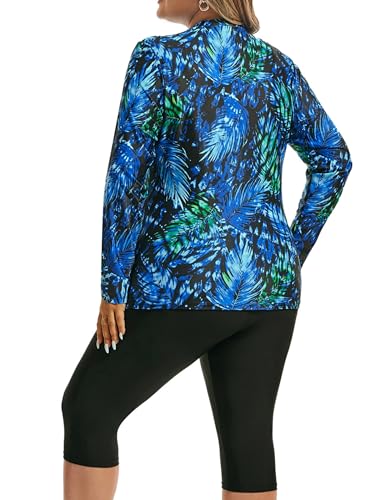 Hanna Nikole Women 3 Pieces Plus Size Rash Guard Swimwear Sun Protection Surfing Bathing Suits Long Sleeve Swimsuits4