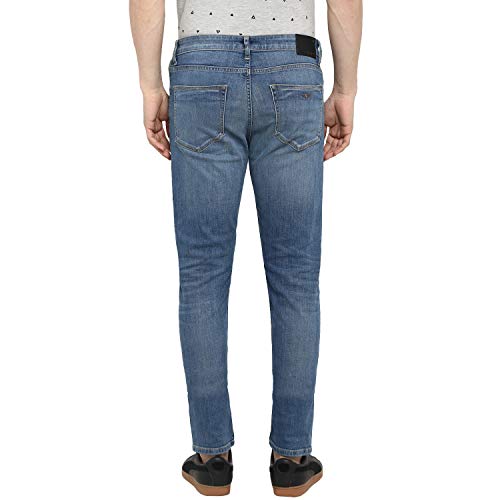 Image of Red Tape Men's Medium Blue Solid Cotton Lycra Jeans