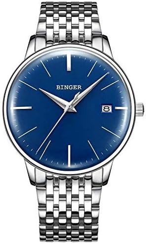 B BINGER Men's Automatic Watch Mechanical Calendar Self Wind Steel Band