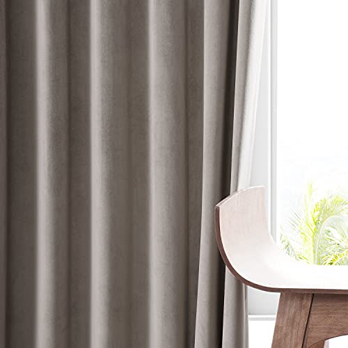 Image of HPD Half Price Drapes Signature Plush Velvet Blackout Curtains for Bedroom (1 Panel), 50W X 84L Hotel Black Out Curtains for Living Room, Thermal Insulated Blackout Curtains for Windows, Library Taupe