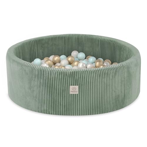 MISIOO Bällebad mit Schaumstoff-Füllung - 90x30cm - 200 Bälle - Hochwertige Bällebad Bälle für Kinder - Weiches und Sicheres Spielzeug - Waschbar