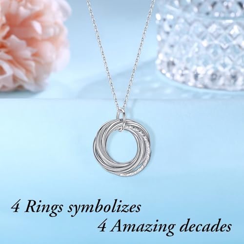 Image of IEFLIFE Birthday Gifts for Women, Sterling Silver Chain Birthday Necklaces, 40th 50th 60th 70th 80th 90th Birthday Necklace, 40 50 60 70 80 90 Years Old Birthday Gifts, 4 5 6 7 8 9 Decade Birthday Jewelry for Women