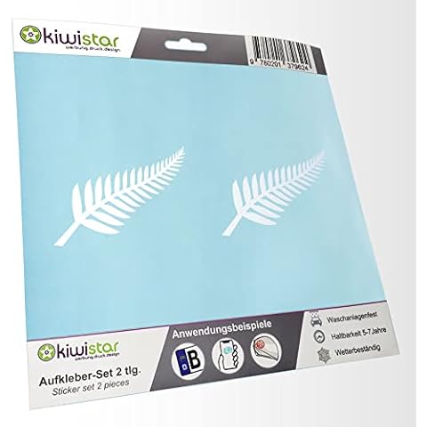 2 x Number Plate Stickers - Silver Fern - New Zealand - Kiwis Sticker for Car, Laptop, Bicycle, Truck, Motorcycle Multicoloured JDM Decal Racing Cover