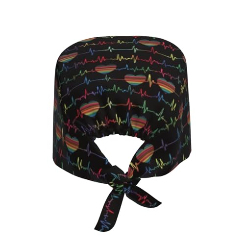 Image of Working Cap Scrub Cap with Sweatband Adjustable Unisex Tie Back Hat for Cleaning Farm Nursing