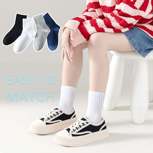 Boys Crew Socks Seamless Kids School Uniform Socks Girls Striped Breathable Cotton Quarter Sock 3/6 Pairs3