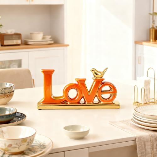 Estatua Decorativa Love Sign Blanco y Dorado miniatura 6