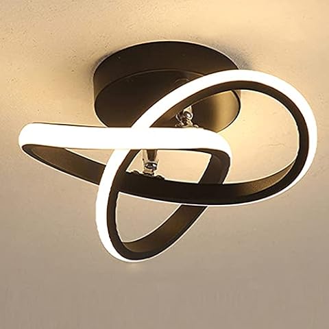 LED Ceiling Light Interweave Modern Creative White Black Ceiling Lamp for Hallway Office Unusual lamps Bedroom Kitchen Living Room LED Ceiling light Warm White 22W (Black) Cover