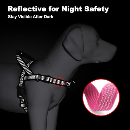 No Pull Dog Harness with Handle, Adjustable Soft Mesh Padded Vest | Reflective Walking Harness with Front Clip for Small Medium Large Dogs, Quick Fit No Escape for Training, Pink, M - Image 8