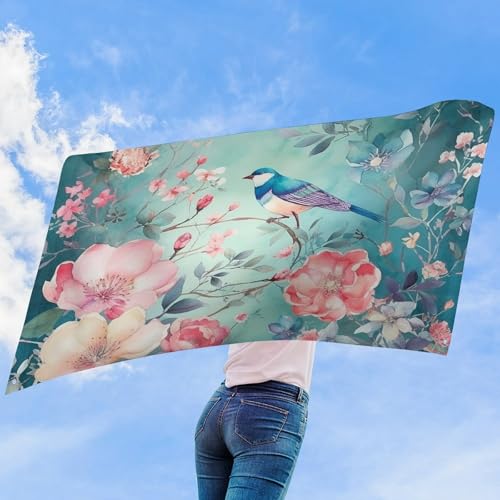 Drapeau fleurs et oiseaux imperméable, bannière grand format 4 œillets - 8