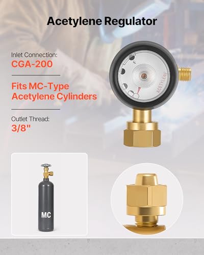 Image of VEVOR Air Acetylene Torch Kit, Acetylene Gas Welding Tool with 11.8FT Rubber Hose, Self-Lighting Welding Tip & CGA200 Regulator, Swirl Frame Brazing Torch Kit with Cylinder Stand for Metalworking