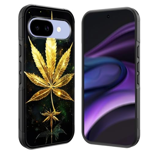 GFEWYTJYJ for Pixel 9a Case,[10 FT Military Grade Drop Protection] Non-Slip Heavy Duty Shockproof Phone Case for Google Pixel 9a 6.3 Inch 2025,Marijuana Leaf