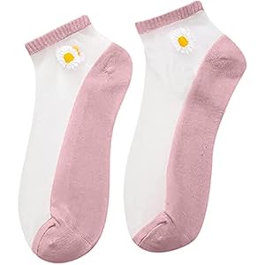 YOCIA 5 stuks korte sokken dames vrije tijd kleine chrysant mesh parels transparante kristallen sokken vrijetijdssokken