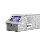 BINBE Baseball-Cap-Aufbewahrung stapelbar Cap-Hut-Aufbewahrung mit Tragegriffen und Deckel staubdicht Grau