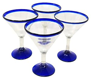 Dos Sueños 4er Set Margarita-Gläser mit blauem Rand