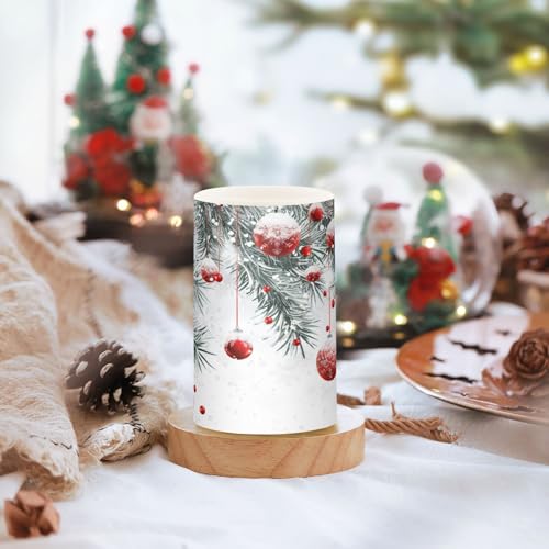 Image of Christmas Lights Flameless Candles Winter Christmas Balls Snowflakes Pillar Candles Set of 2 Battery Operated Remote Control Warm Lights Home Decor