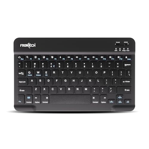 FRONTECH Ultra-Slim Wireless Mini Bluetooth Keyboard with 78 Keys, Rechargeable Battery, Compact Design for Windows/Mac/Android/iOS – (FT-1603) (Black) view 1