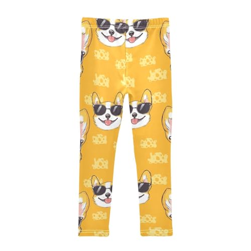 Corgi with Sunglass Girls Leggings,Workout Leggings for Girls Toddler Athletic Legging Size for 3-10T2