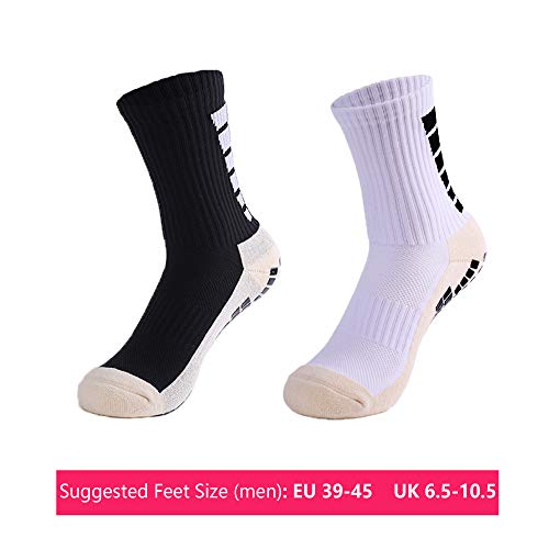 3 Paar rutschfeste Fußball Socken, rutschfeste Sport Socken, Gummi-Pads, rutschfeste Fußballsocken für Basketball, Fußball, Wandern, Laufen (Weiß, Schwarz)