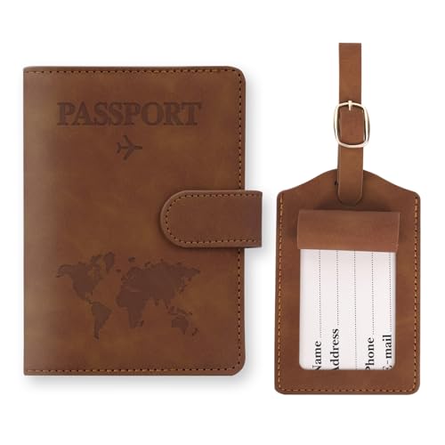 GADITIEK Porta Passaporto e Etichetta Valigia Aereo, Pelle Pu Custodia Passaporto Italiano con...