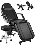 Hicomony Tattoo Chair for Client, Esthetician Bed with Rolling Stool and Wheels Adjustable Beauty Salon Spa Table 360 Swivel Facial Chair Bed for Client