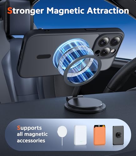 Image of FNTCASE for iPhone 15 Pro Case: Matte Magnetic Phone Cases with Screen Protector Compatible with Magsafe Slim Anti Yellowing Rugged Shockproof Protective Translucent Cell Phone Cover (C-Black)