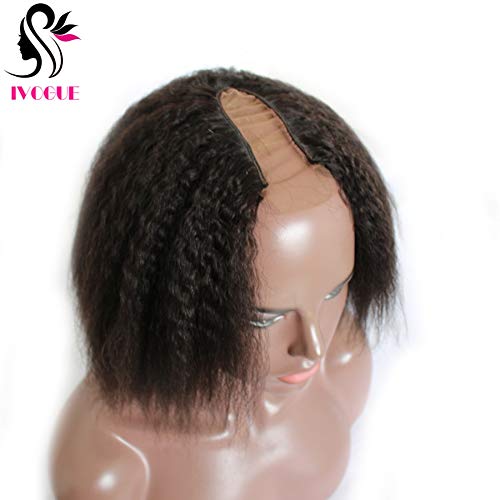 Kinky Straight Short Blunt Bob U Part Wigs Mongolian Virgin Human Hair U Opening Wigs with Combs or Clips for Black Women (12inch)