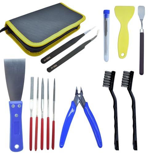 YIRGJERON 3D Printer Maintenance Tool Kit 24pcs Set with Nozzle Cleaning Tools Wire Cutters Scrapers and Carrying Case Diamond Files Tweezers for 3D Printer Model Building
