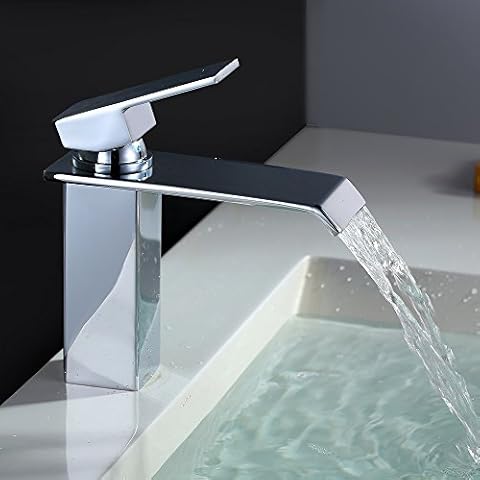 HOMELODY Bathroom Waterfall Water Tap Chrome Lavatory Tap Bath Fittings Washbasin Fittings Single-Lever Mixer Washbasin Faucet Cover