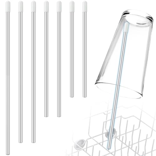 TOPCZY Glashalter & Flaschenhalter für Spülmaschine, Flaschentrockner Ständer, Edelstahl Flaschenhalter mit Sodastream, Aufsteckhalter für Biergläser, Weingläser, Flaschen - 7 Stück