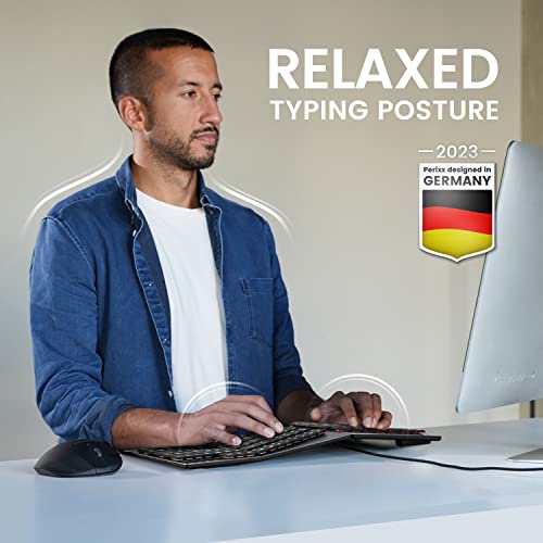 Image of PERIBOARD-535RD Wired Ergonomic Mechanical Split Keyboard - 104-Key Full-Size with Low-Profile Red Linear Switches, Adjustable Tilt Palm Rest & 10 Programmable Macro Keys - Windows & Mac Compatible