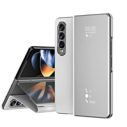 Coque Samsung Galaxy Z Fold 4 miroir Clear View avec rabat de protection argent