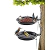 Tree mounted bird bath feeder kit heavy duty iron ring easy installation on wooden fence wall tree durable weather resistant perfect for backyard birding and wildlife black large  urban country home decor