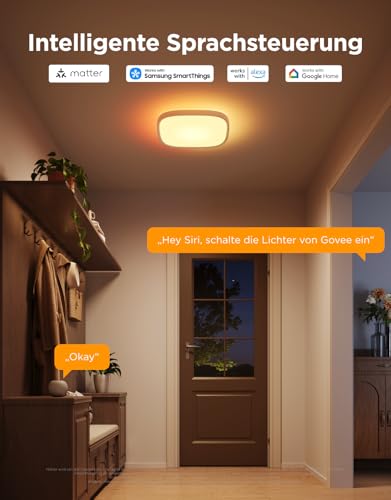 Govee Deckenlampe RGBIC Smart, 24W LED Deckenleuchte dimmbar, 2400LM Deckenlampe Schlafzimmer Kompatibel mit Matter, Alexa & Google Home mit 16 Millionen DIY Farben, für Wohnzimmer Küche Flur, 30cm – Bild 4