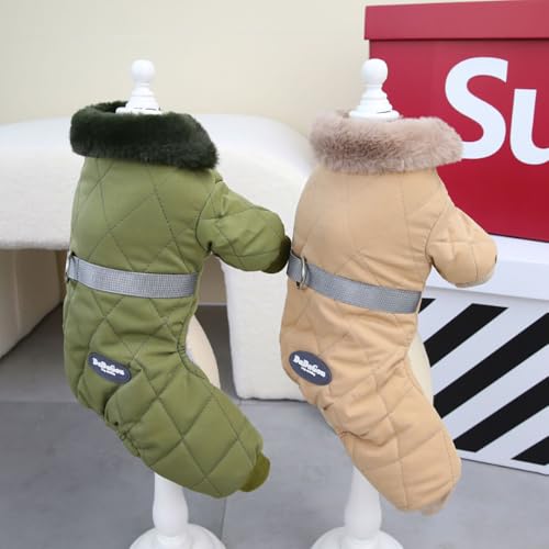 Izefia Hundemanteljacke Winddichter Kalter Wettermantel 4-Beine Warmer Hund Jumpsuit Winter Dicke Kleidung Schneesicherer Mantel Baumwolle Hundemantel für Kleine Hund Mittlere Hundekatze