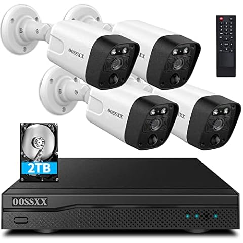 {4K & Two-way Audio} PIR AI Detected PoE CCTV Security Camera Systems, 4K 8Channels NVR with 2TB HDD for 24/7 Recording, 4pcs Ultra HD PoE IP Bullet Surveillance Cameras with Night Vision,Waterproof Cover