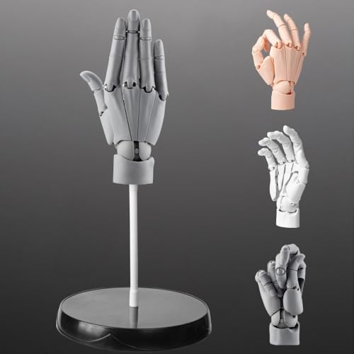 Sufeasdf Flexible Artists Hand Model, Adjustable Hand Model for Drawing, Lively Manikin Figure Hand Model for Desk Decoration, Sketching, Drawing, Painting (grey)