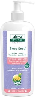 Aleva Naturals Hypoallergenic Sleep Easy Baby Hair and Body Wash for Kids and Toddlers, Plant-Based Organic Aloe Vera Formula with Lavender Scent, Gentle on Eyes and Sensitive Skin - 8 Fl Oz